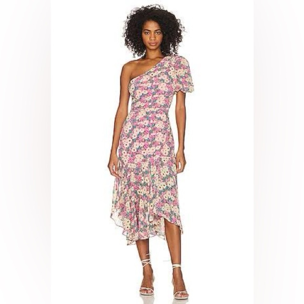 Astr the Label Santorini Floral-Print One-Shoulder Dress